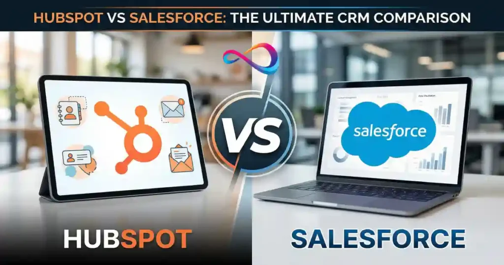 Create a featured image for the article “HubSpot vs Salesforce”