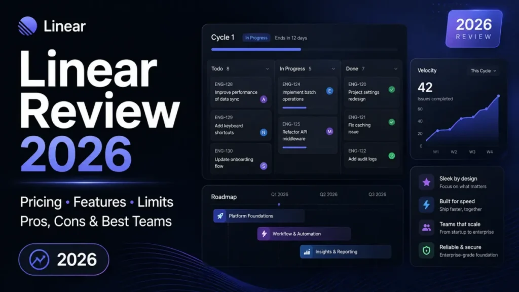 Review 2026 featured image showing pricing, features, limits, pros, cons, and best teams.