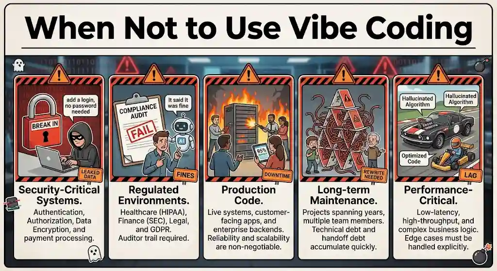 When Not to Use Vibe Coding