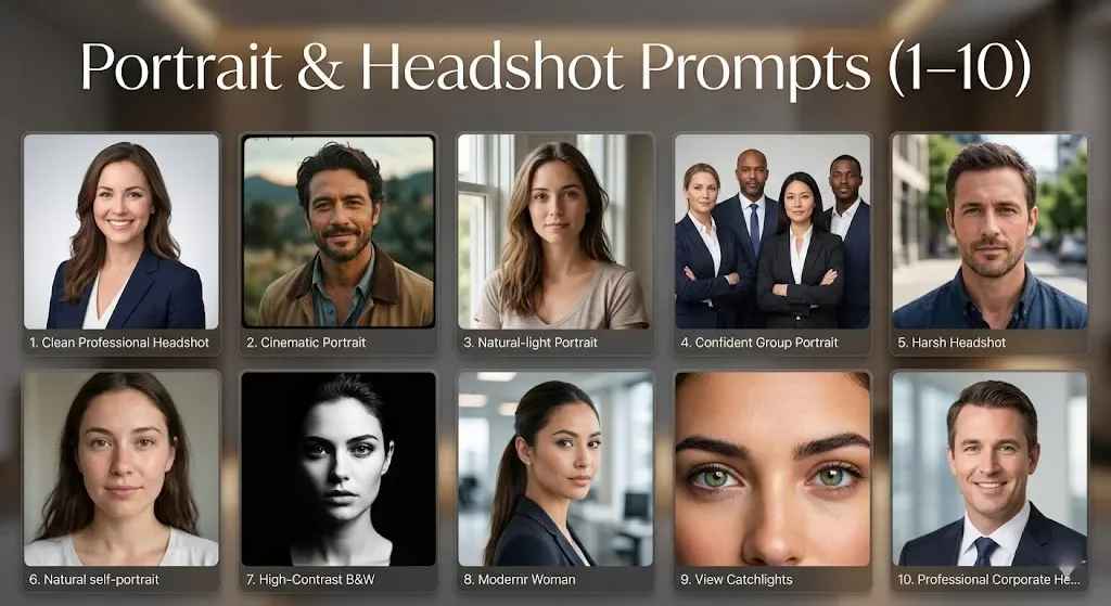 Portrait & Headshot Prompts (1–10)