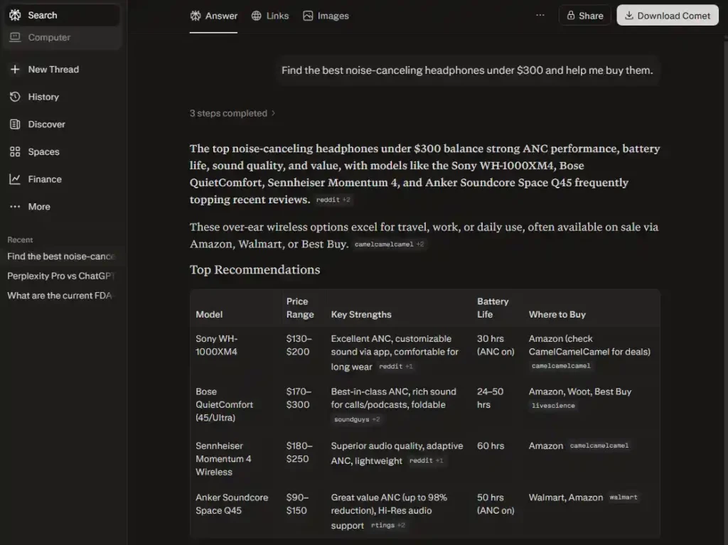 Prompt: Find the best noise-canceling headphones under $300 and help me buy them.