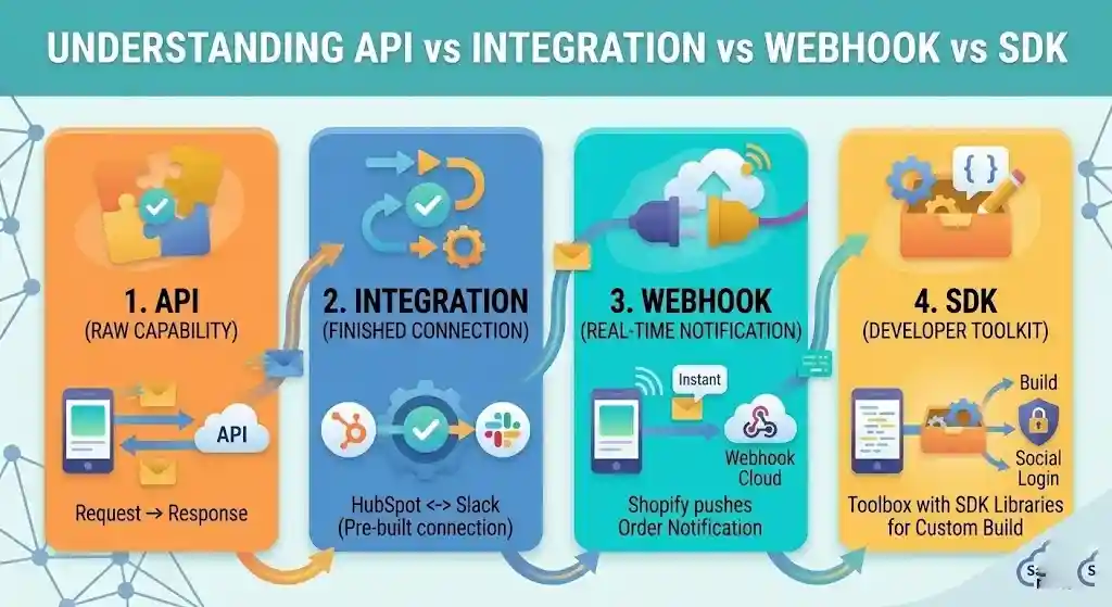 API vs Integration vs Webhook vs SDK