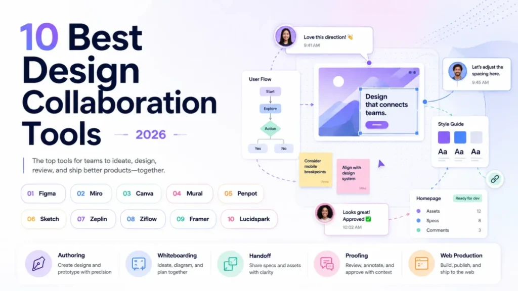 10 best design collaboration tools in 2026 for authoring, whiteboarding, handoff, proofing, and web production