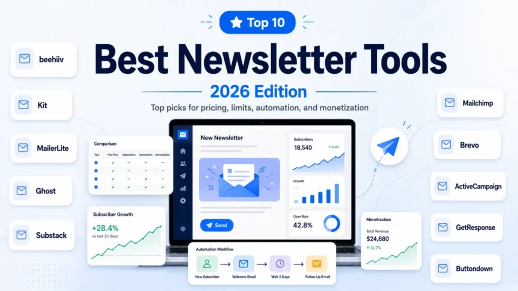 Best newsletter tools for 2026 compared by pricing, automation, and monetization