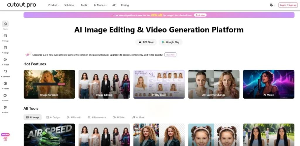 Cutout.Pro in the best free AI photo editor comparison for AI image editing
