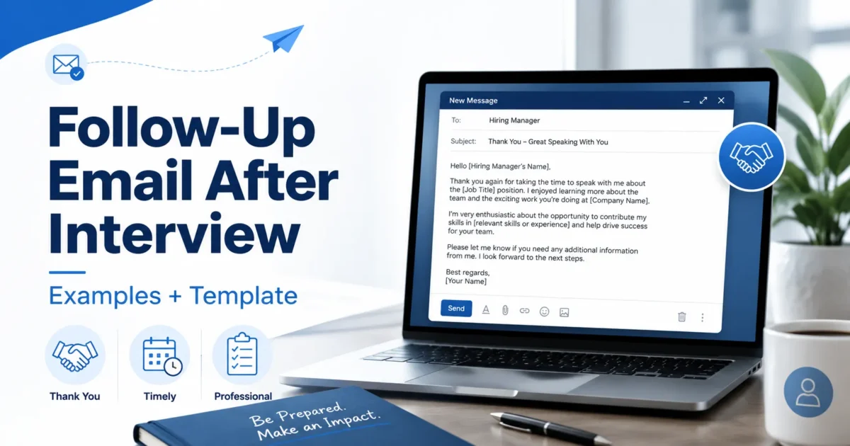 Follow-up email after interview examples and template featured image