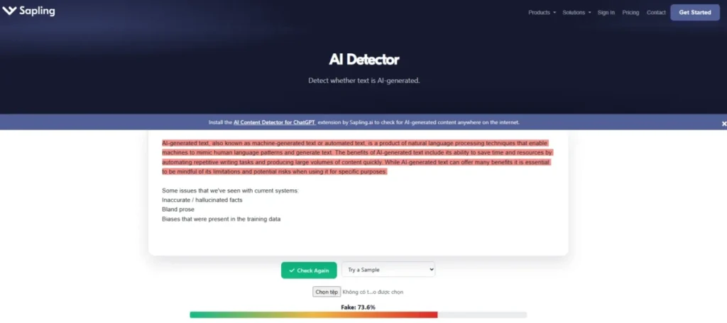 Sapling AI Detector result in our best AI detector comparison for 2026