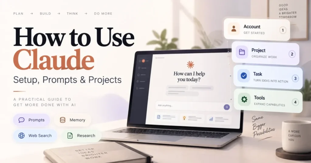 How to use Claude with setup, prompts, Projects, Memory, Web Search, Research, and tools