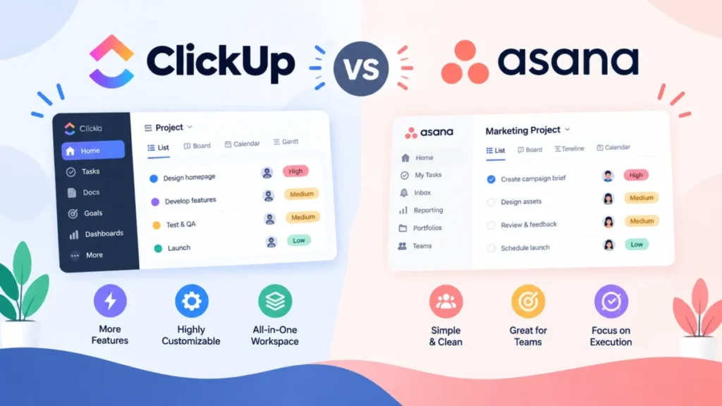 ClickUp vs Asana (2026): Which Fits Your Team, and What 3 to 25 People Pay
