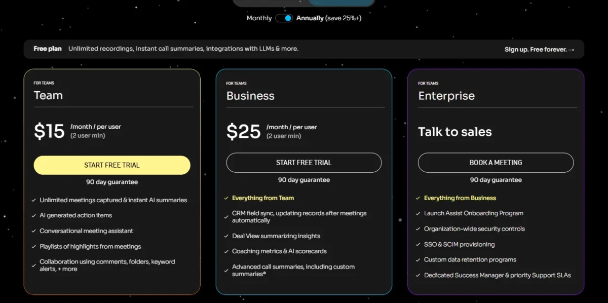 Fathom pricing page