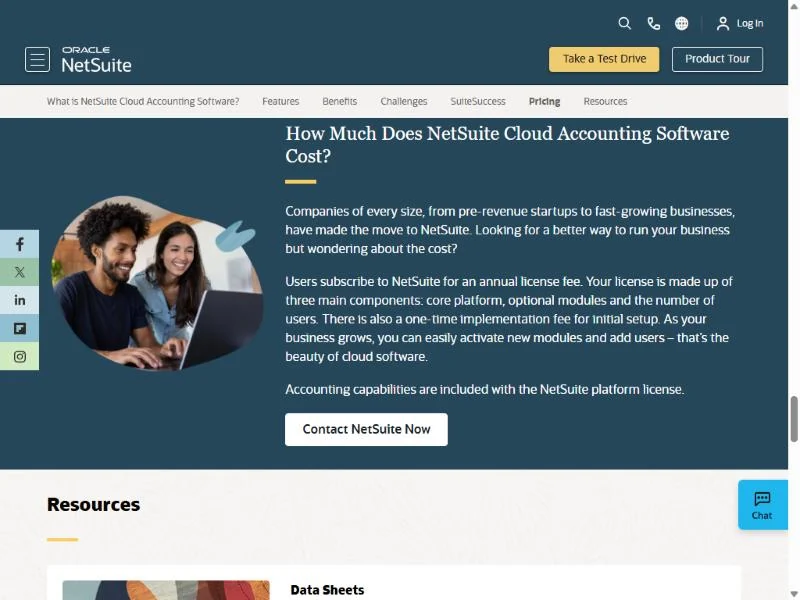 NetSuite accounting page, section How Much Does NetSuite Cloud Accounting Software Cost?