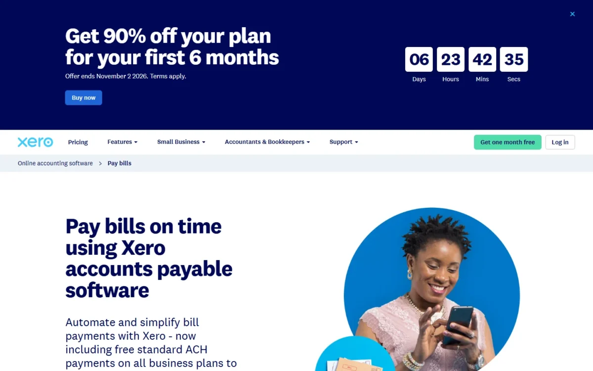 Xero bill pay page