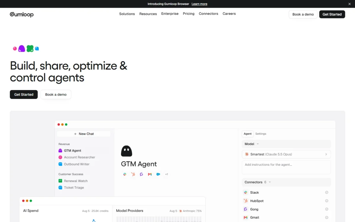 Gumloop homepage, first screen
