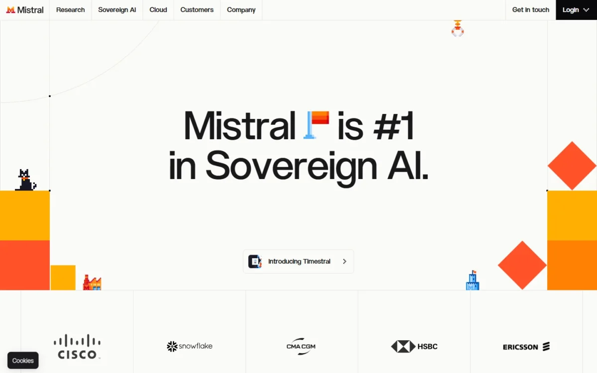 Mistral Vibe homepage, first screen