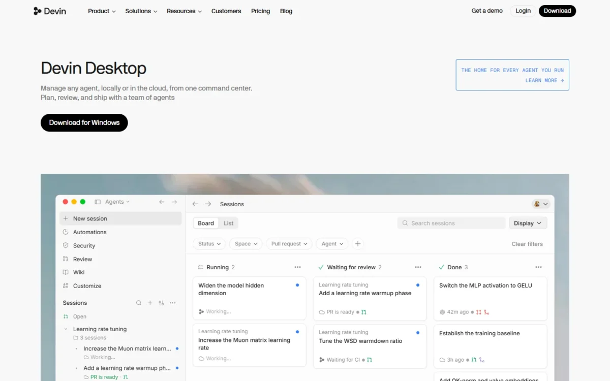 Windsurf homepage, first screen