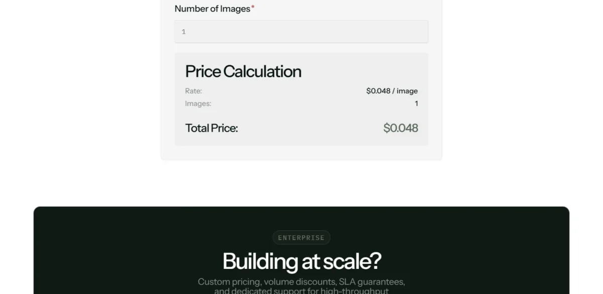 Black Forest Labs pricing page with the pay-as-you-go calculator and open-weights licences