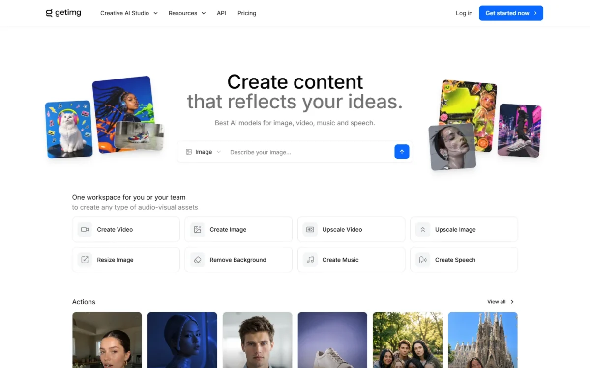 getimg.ai homepage, first screen