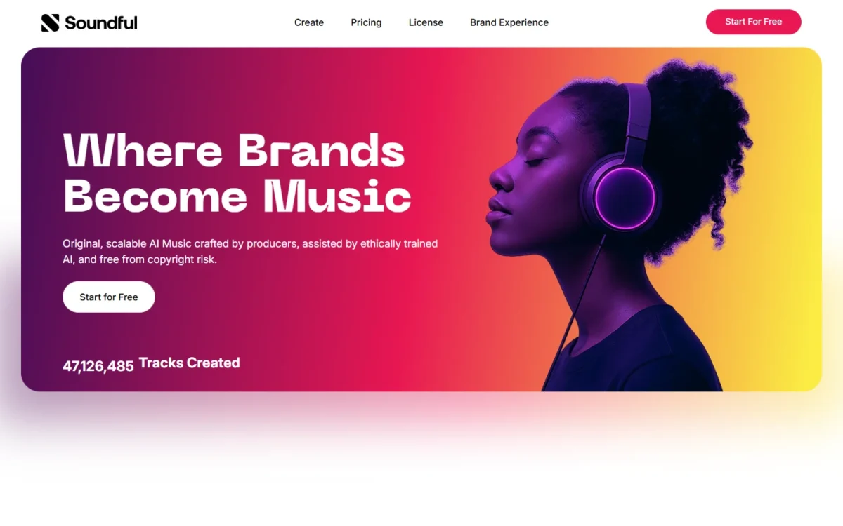 Soundful homepage, first screen