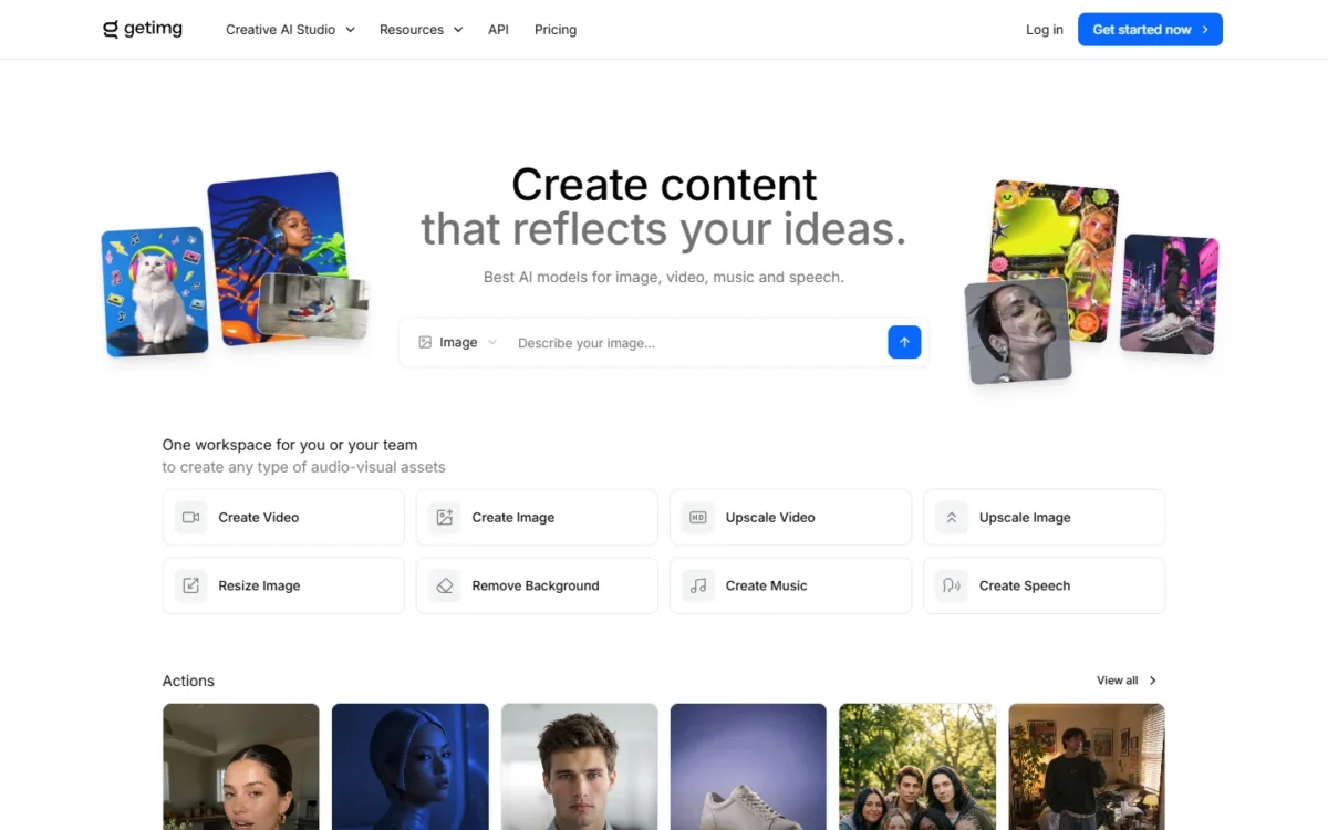 getimg.ai homepage, first screen
