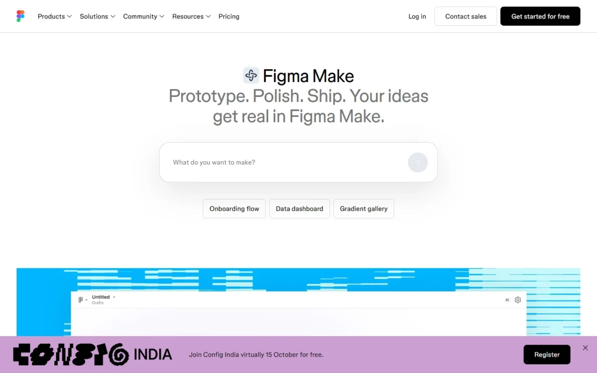 Figma Make homepage with a prompt box
