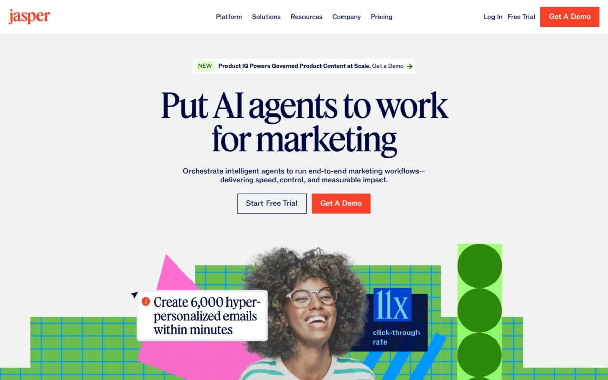 Jasper homepage, first screen