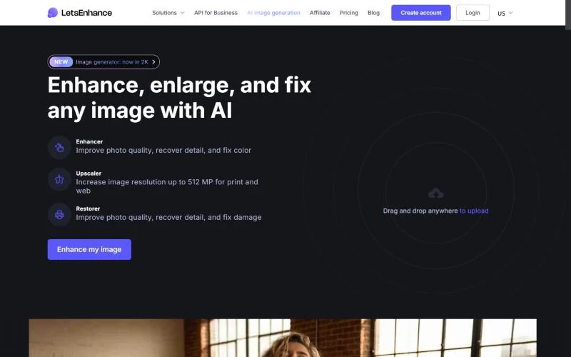 Let's Enhance homepage