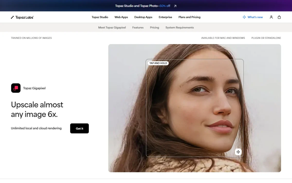 Topaz Gigapixel pricing page