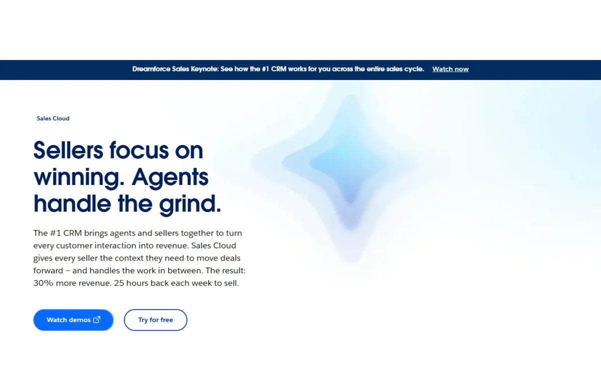 Salesforce Sales Cloud homepage, first screen