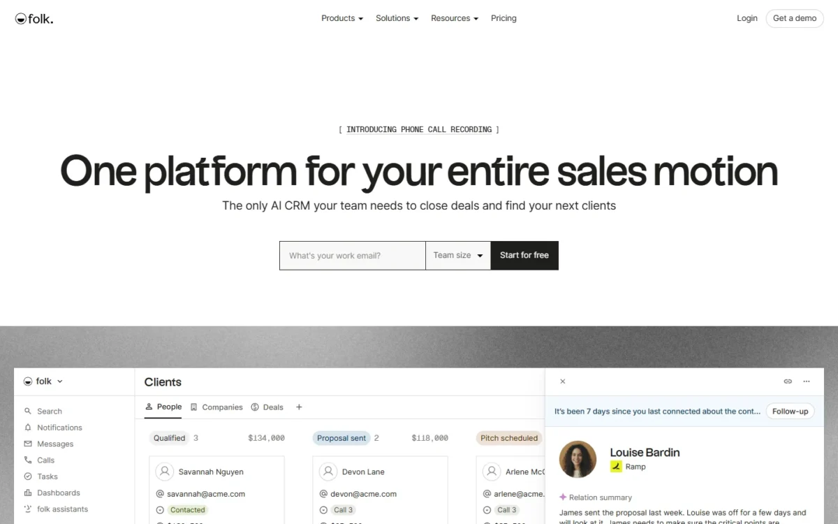 folk homepage, first screen