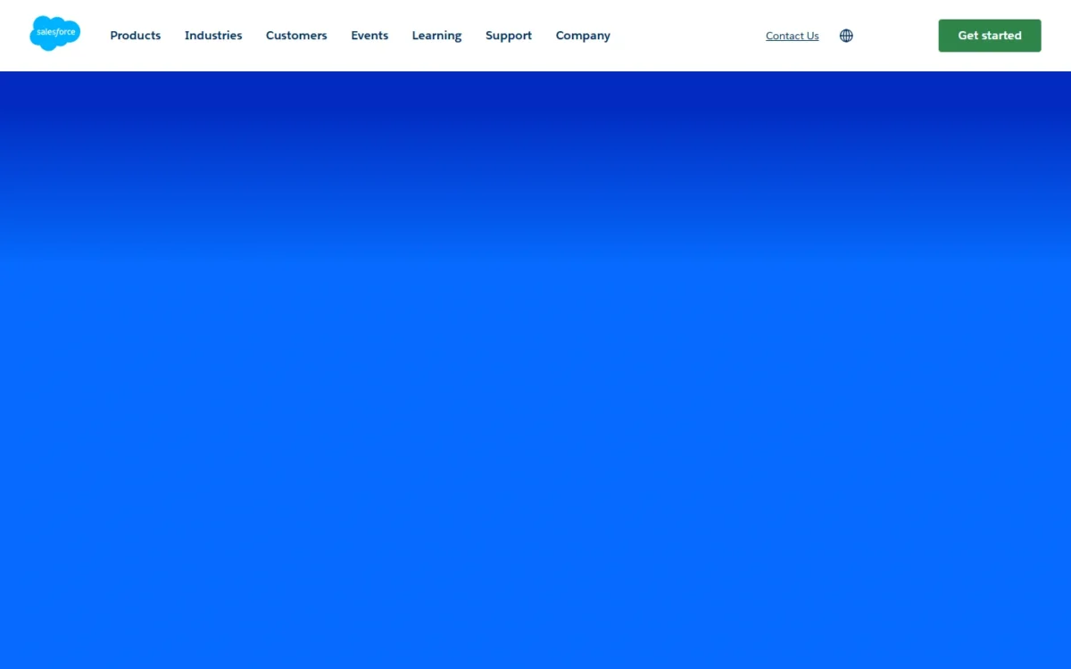 Salesforce homepage, first screen