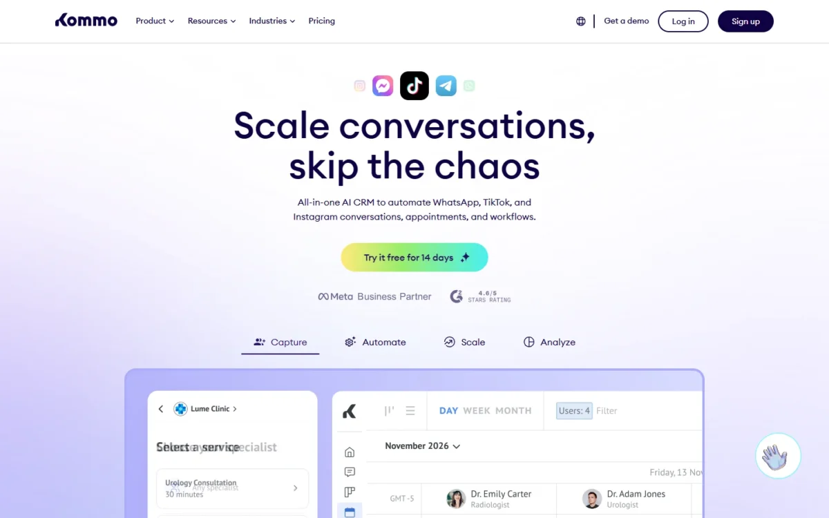 Kommo homepage