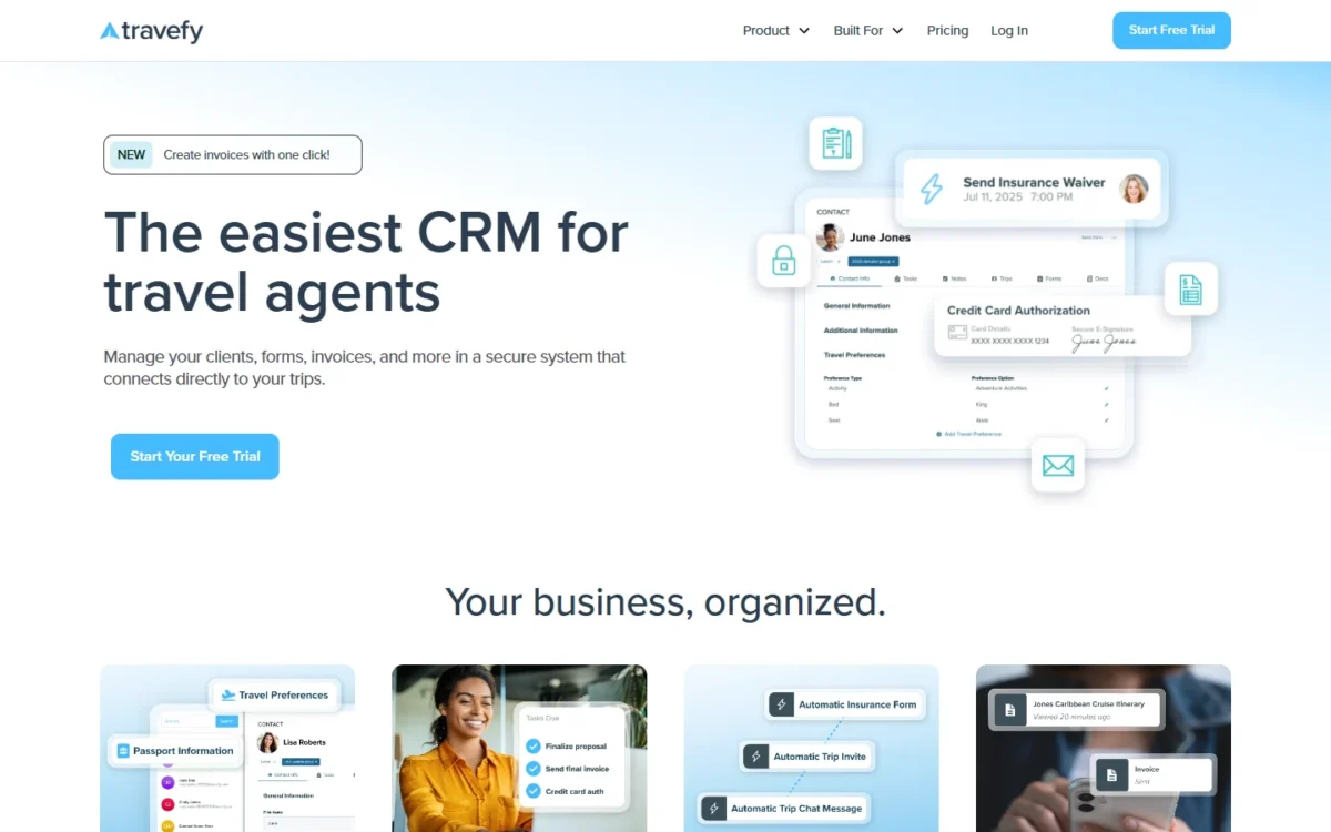 Travefy CRM page