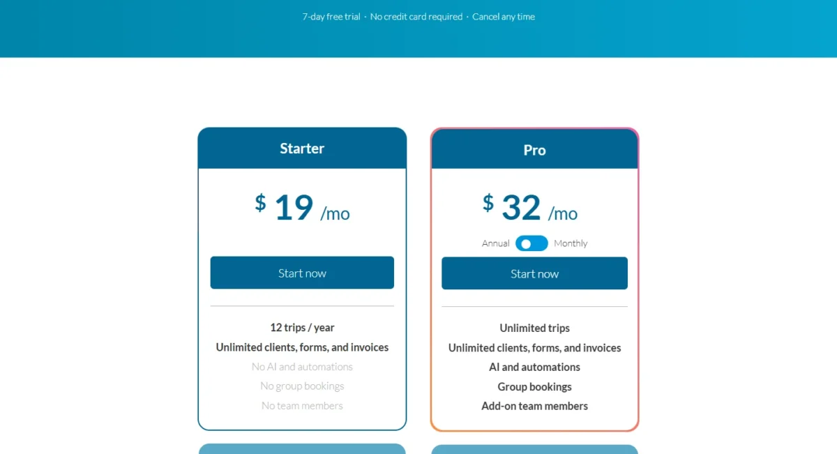 TravelJoy pricing page