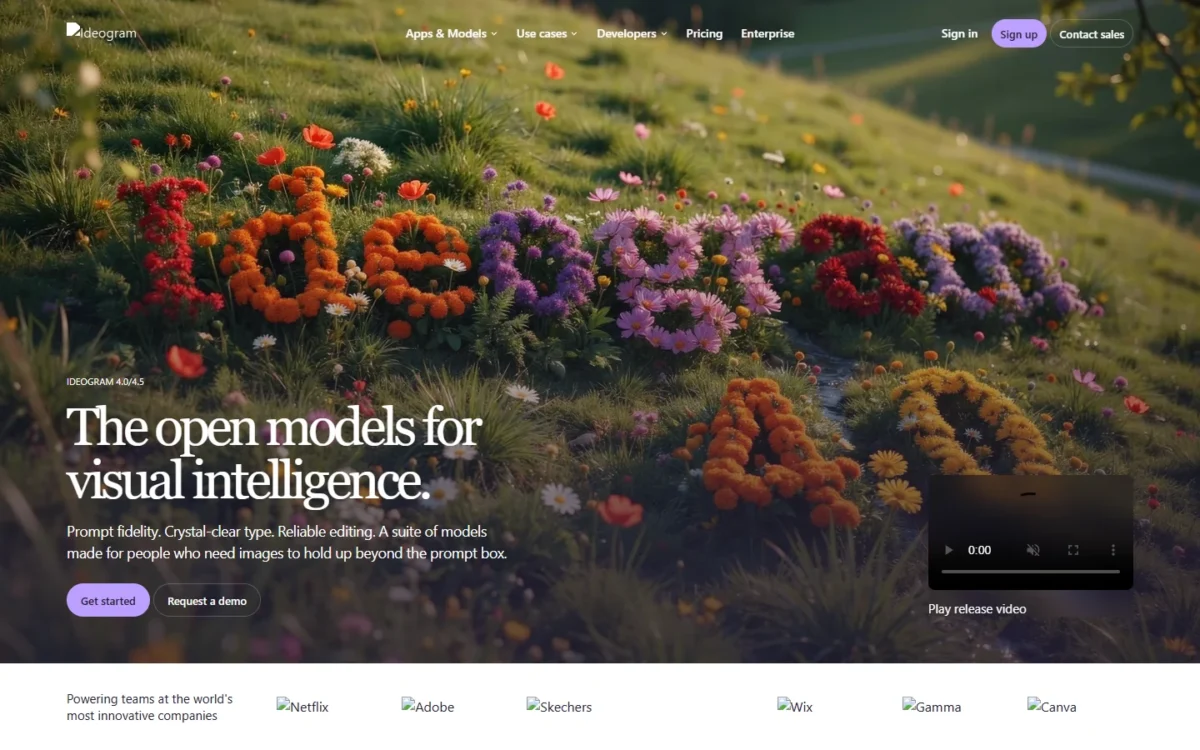 Ideogram homepage, first screen
