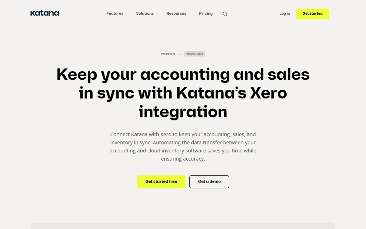 Katana Xero integration page