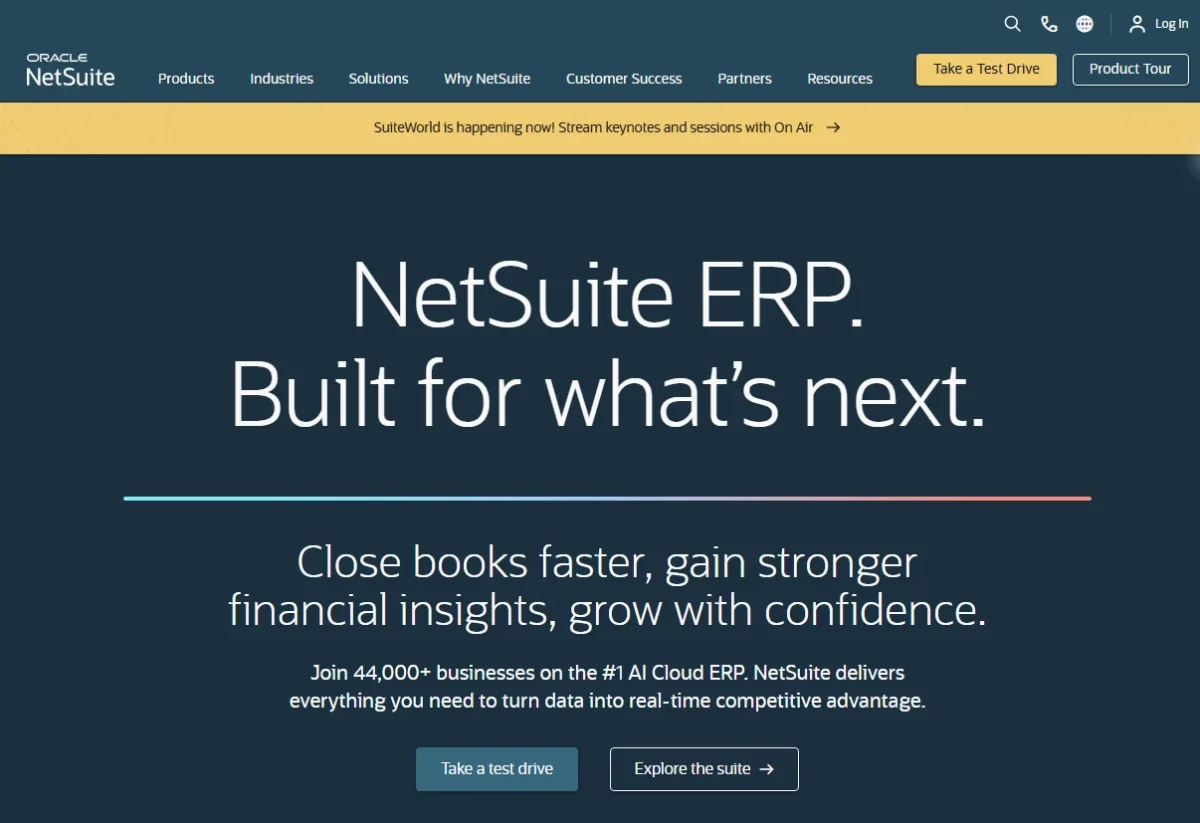 NetSuite homepage