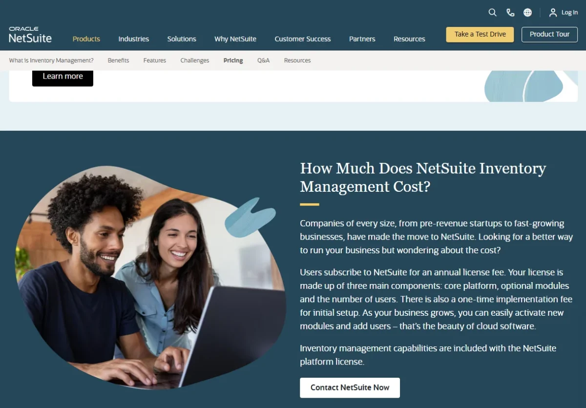 NetSuite pricing page