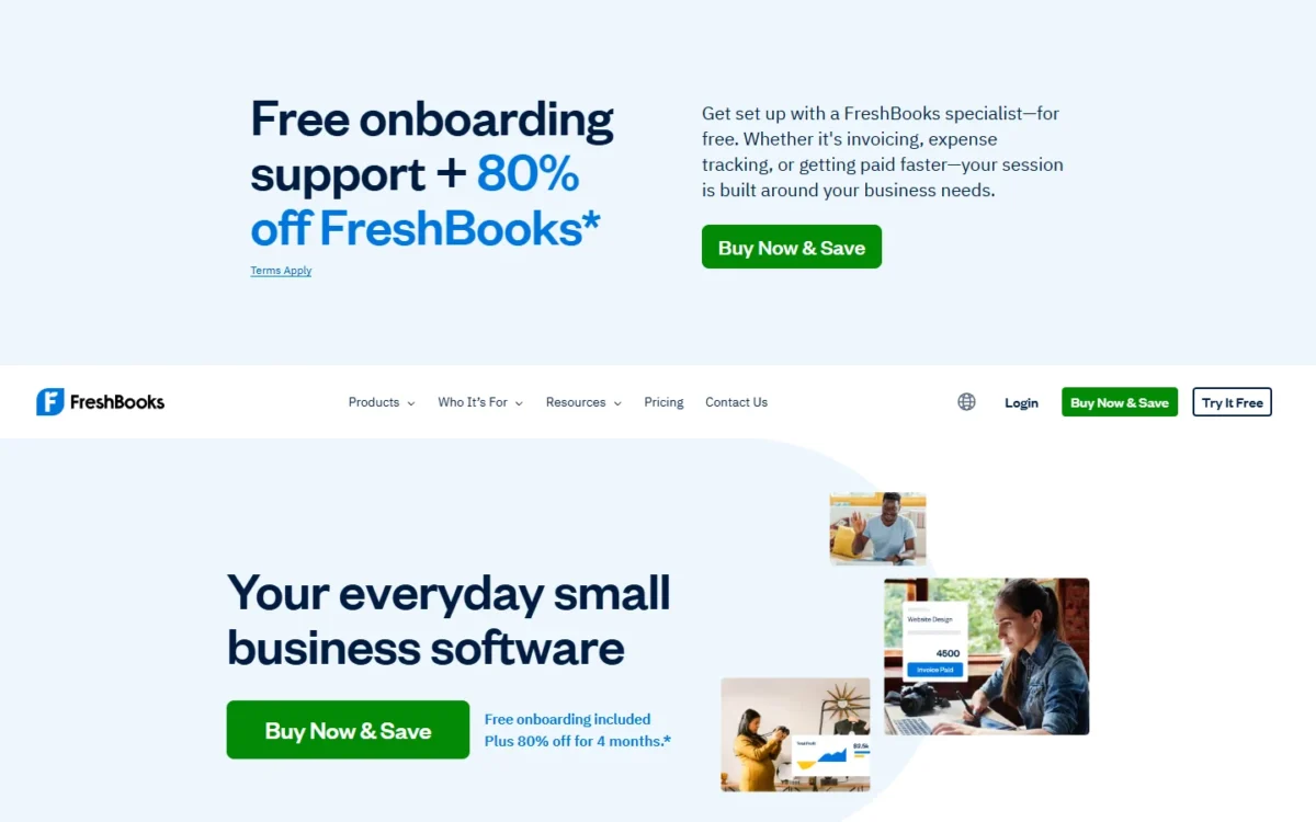 FreshBooks homepage