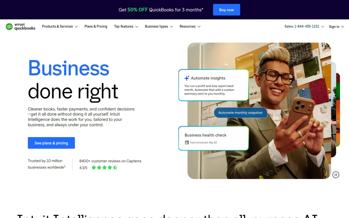 QuickBooks homepage