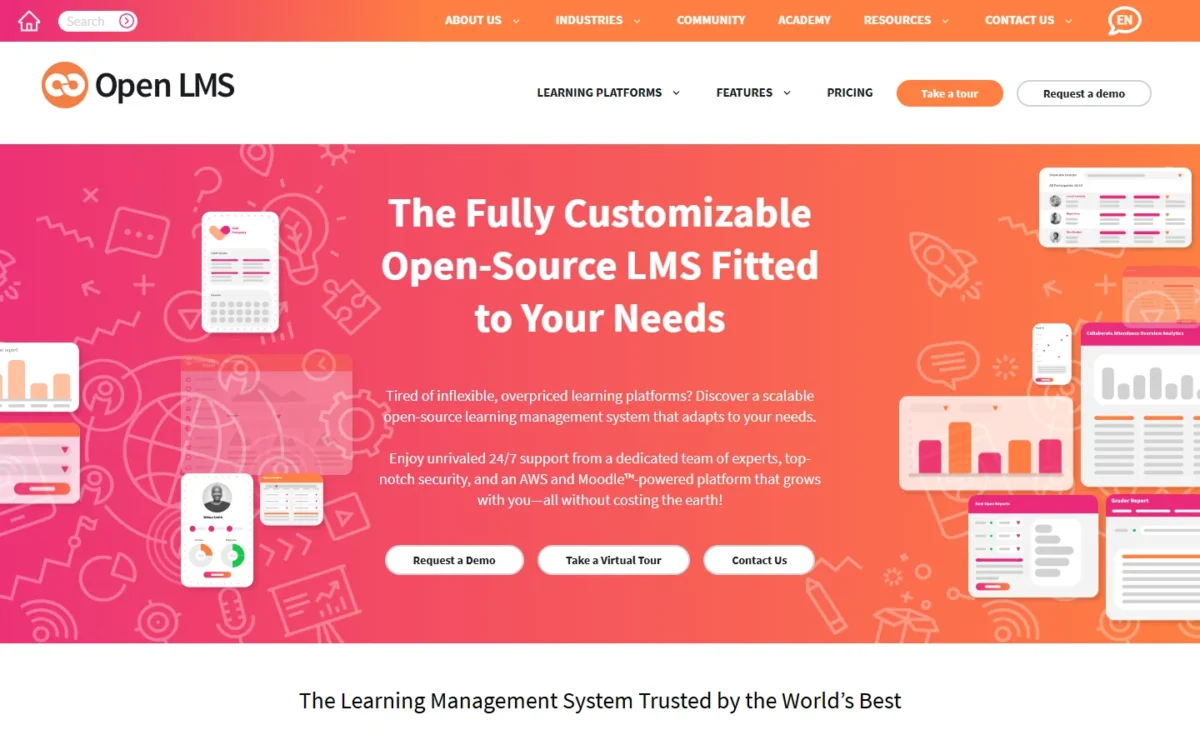 Open LMS homepage, first screen