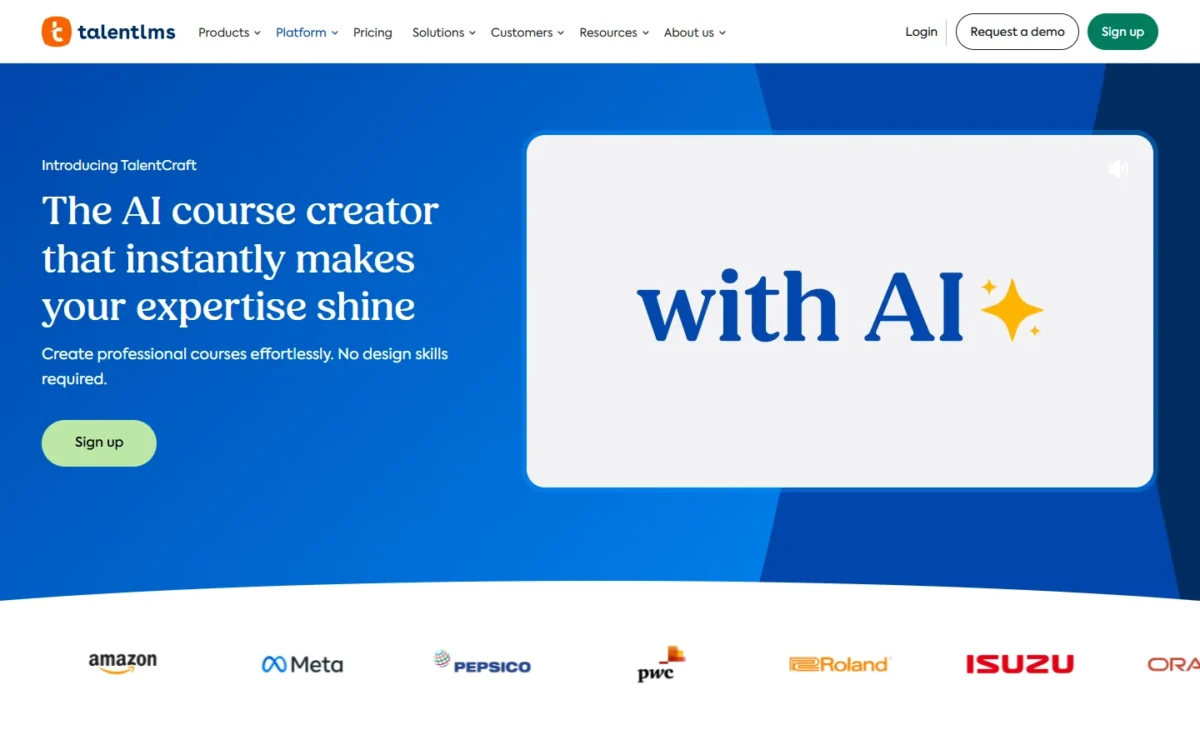 TalentLMS TalentCraft page, first screen