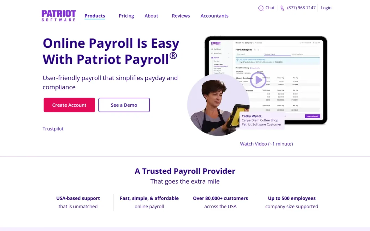 Patriot Payroll page, first screen