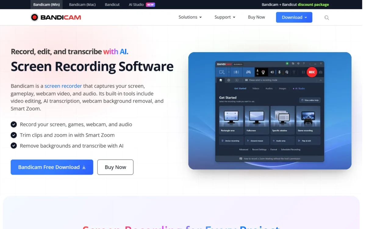 Bandicam homepage