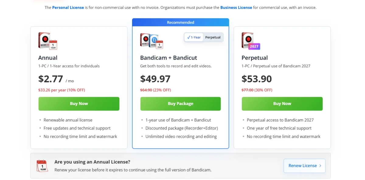 Bandicam licenses