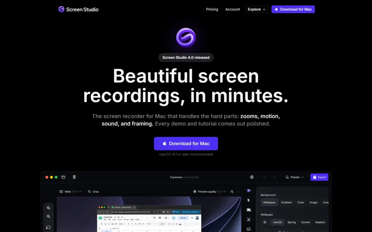 Screen Studio homepage