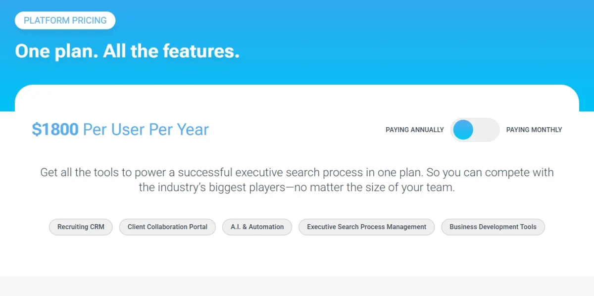Clockwork pricing page with its single plan priced per user per year