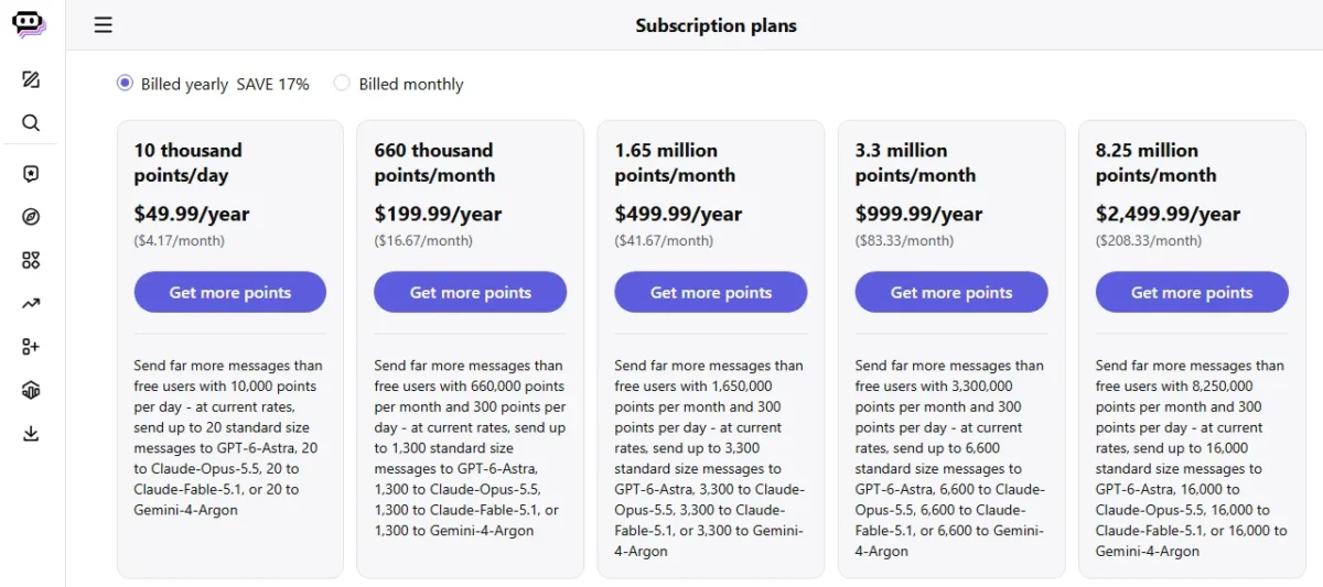 Poe pricing page