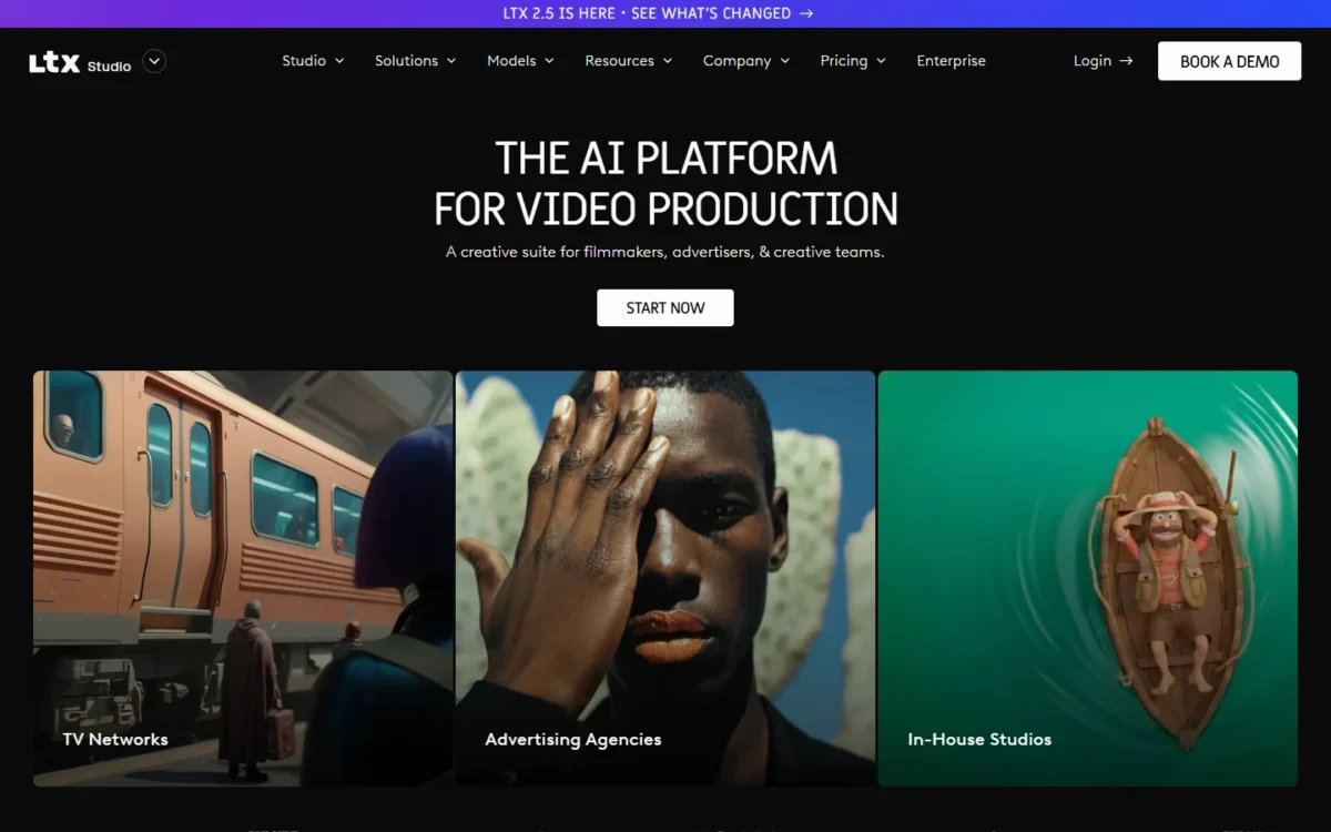 LTX Studio homepage, first screen