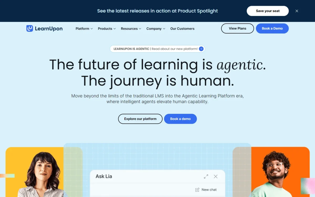 LearnUpon homepage, first screen
