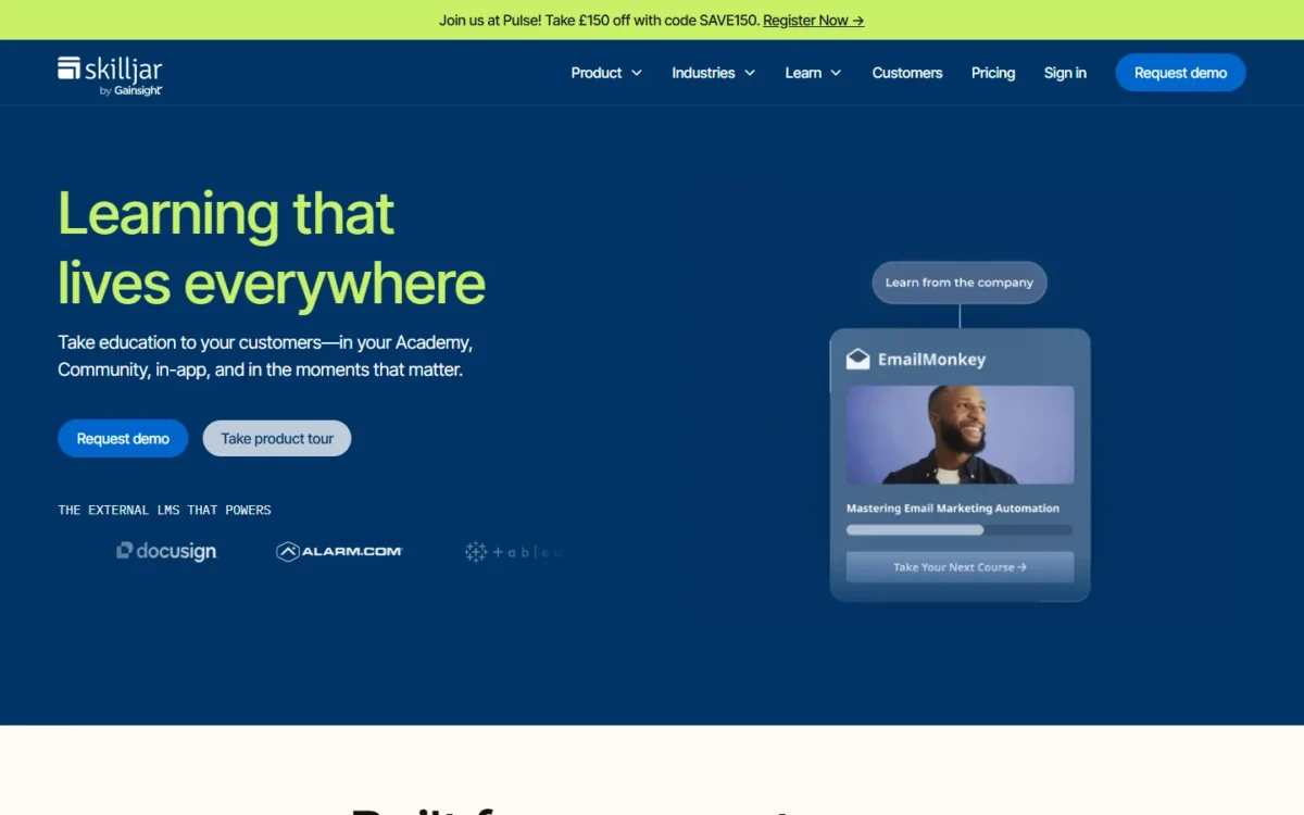 Skilljar homepage, first screen